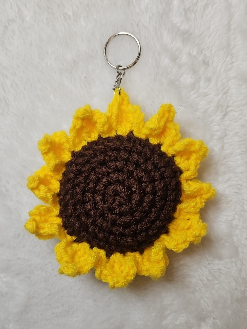 Handmade Crochet Sunflower Keychain Bag Charm (New)
